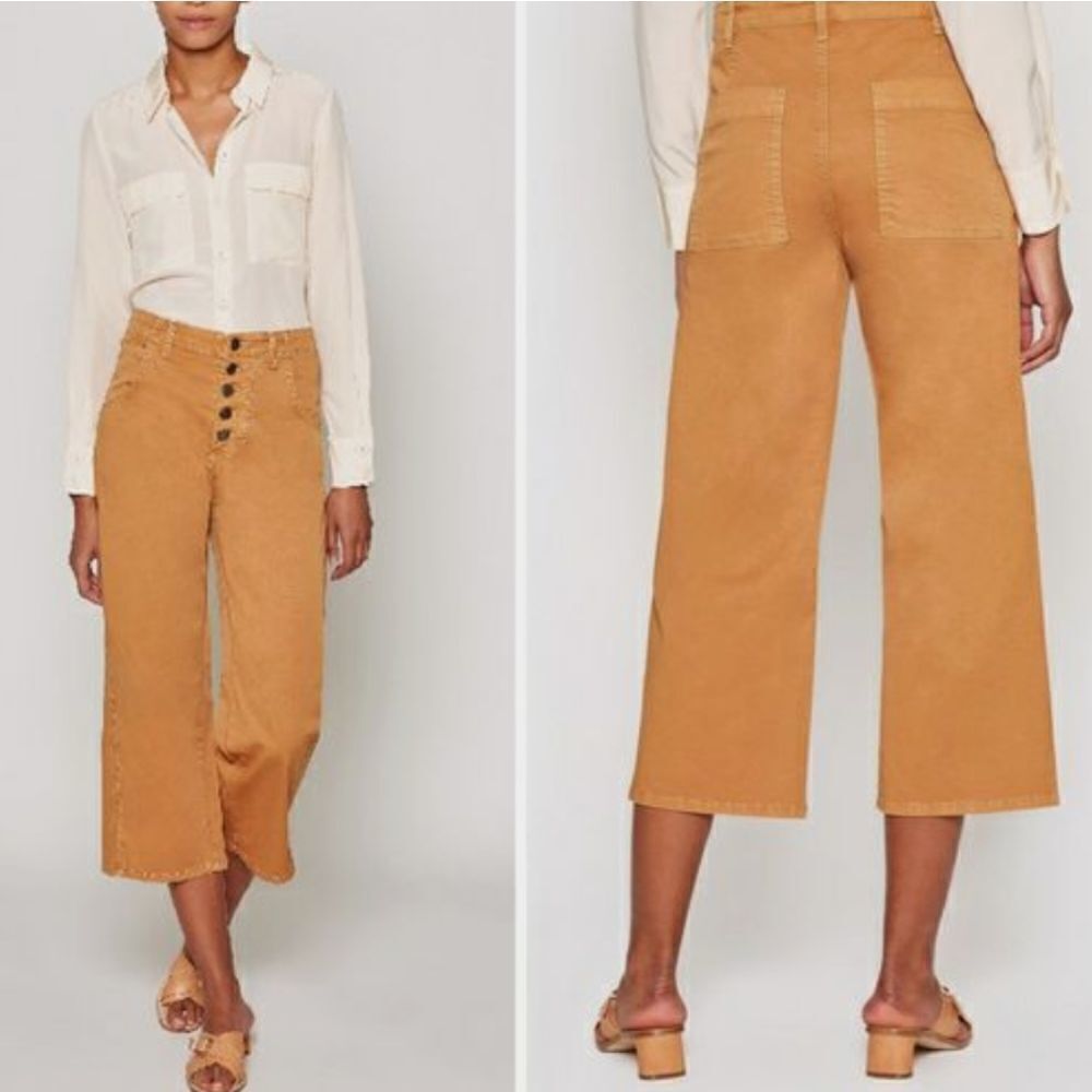 Joie mustard high-waisted cropped pants size 8